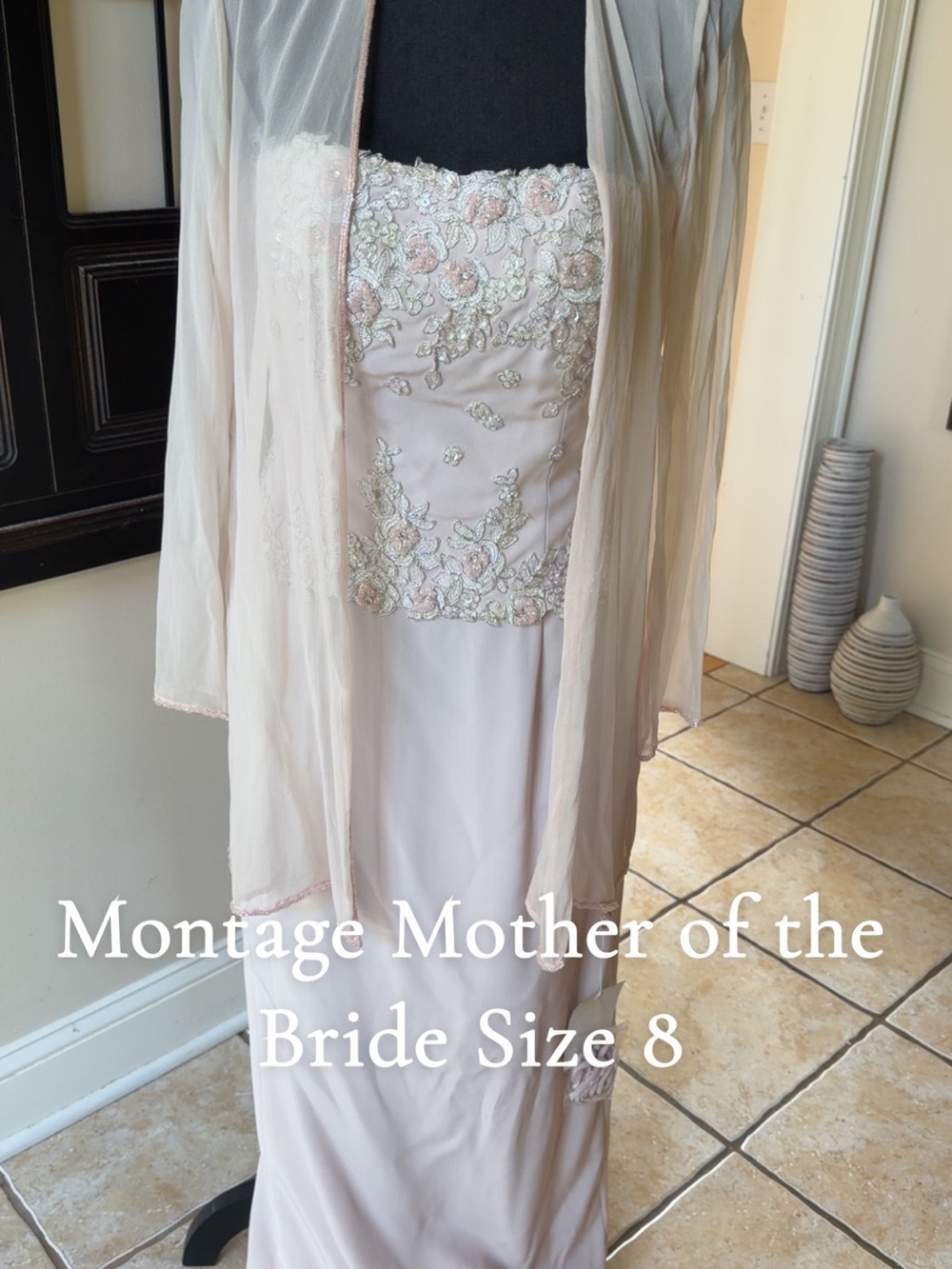 Elegant Blush Pink Mother-of-the-Bride Embroidered Gown